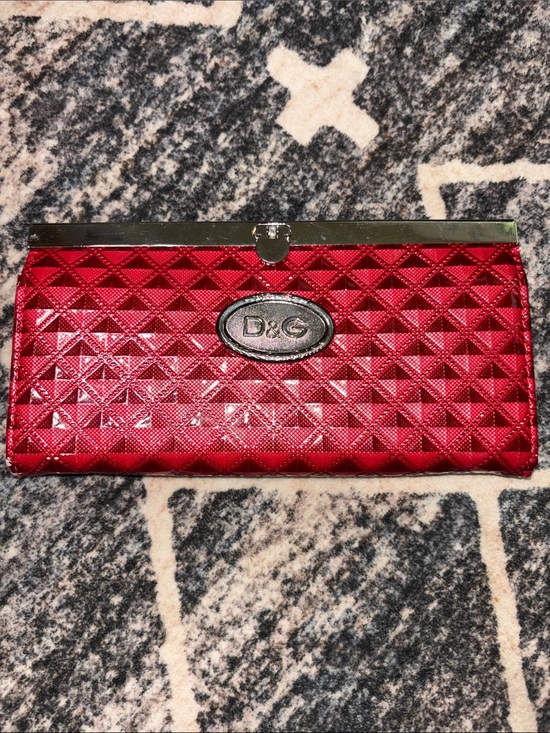 Dolce & Gabbana Handbags - Dolce & Gabbana Red Quilted Wallet with Silver Trim